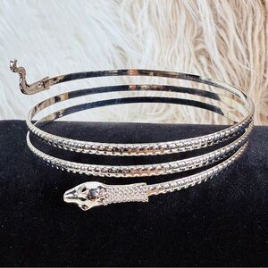 Vintage Silvertone Coachella Festival Chic Spiral Snake Arm Cuff Bracelet